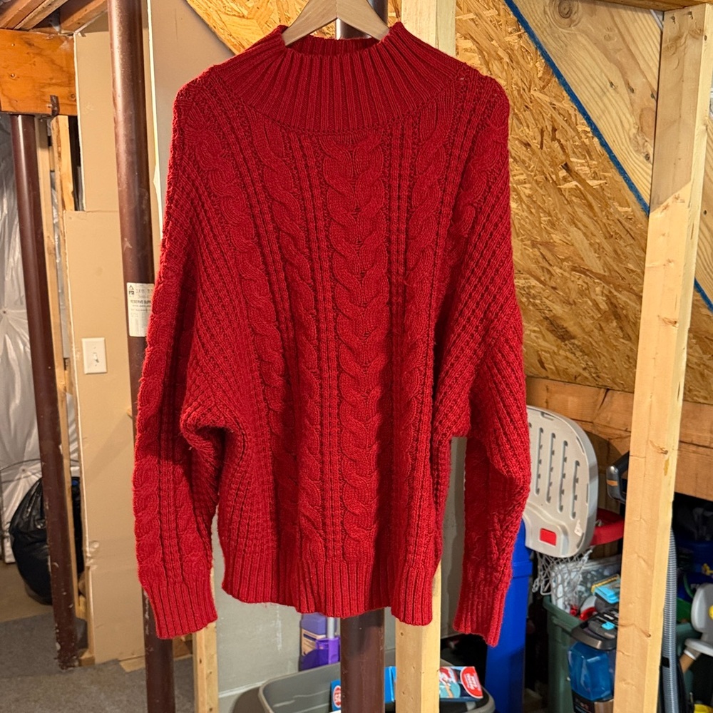 Ava & Viv Red Turtleneck Cable Knit Sweater